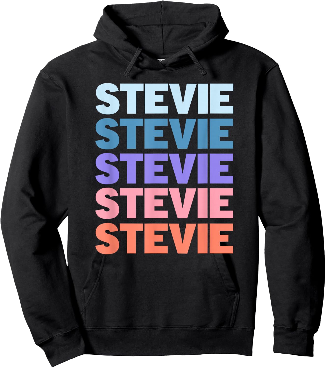Funny Modern Repeated Text Design Stevie Hoodie - Hoodie | Black