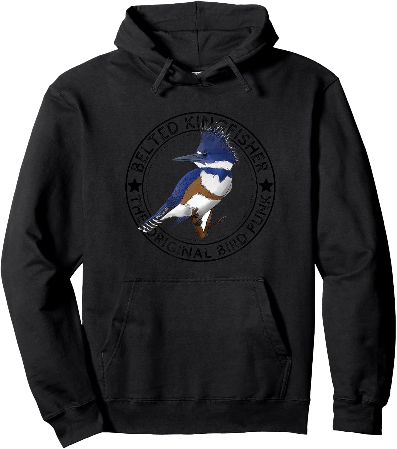 Belted Kingfisher The Original Bird Punk Hoodie - Hoodie | Black