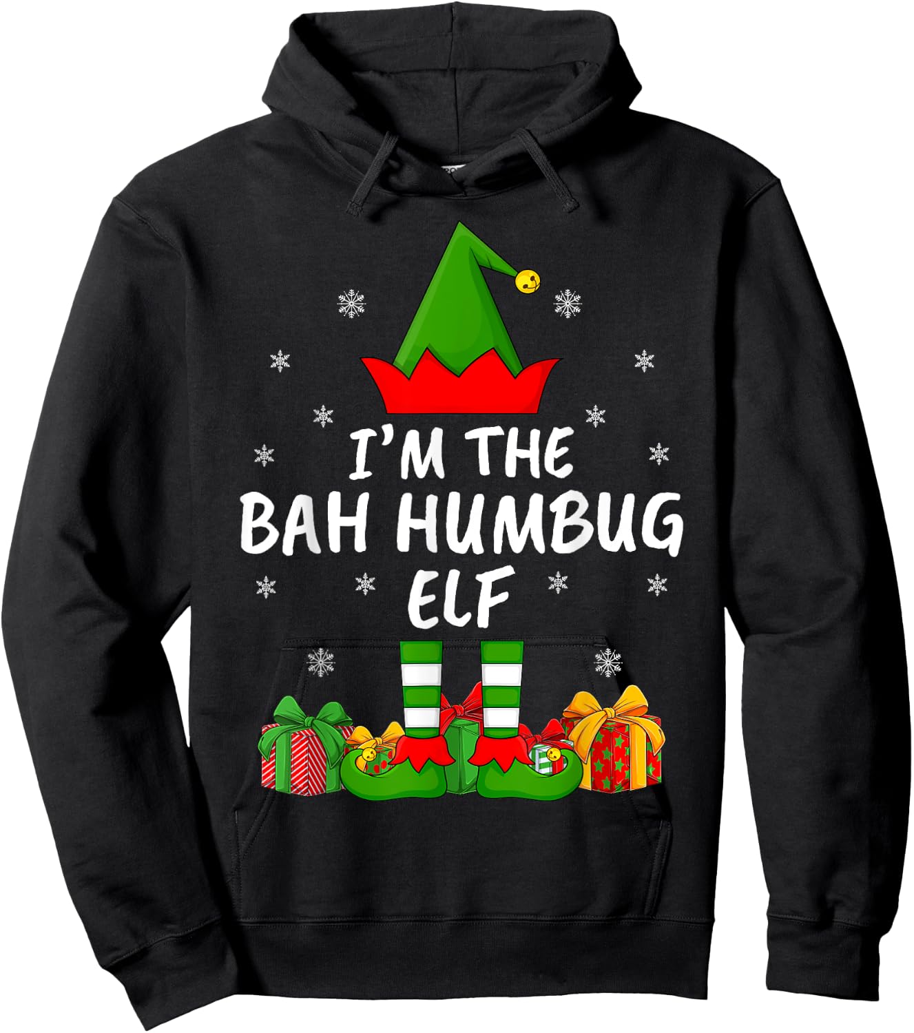 Xmas Family Matching Funny I'm The Bah Humbug Elf Christmas Hoodie - Hoodie | Black