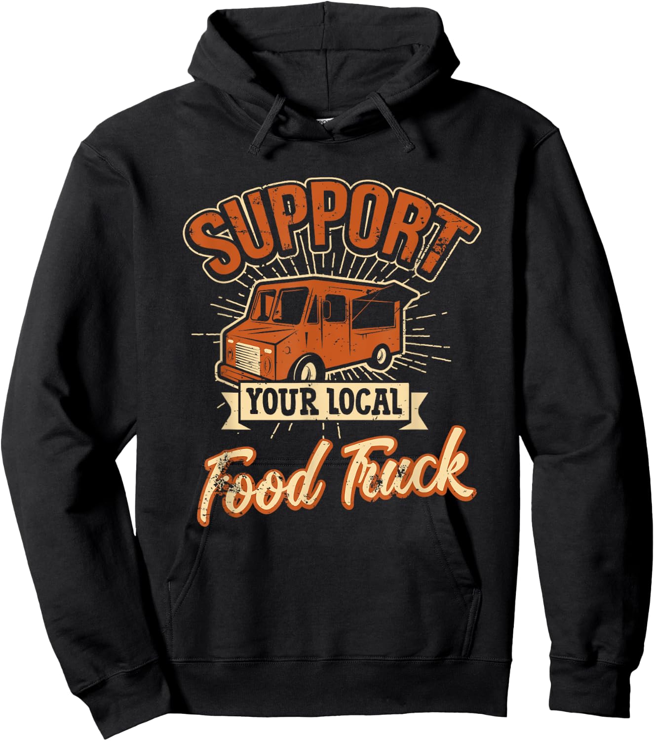 Support Your Local Food Truck Taco Cart Retro Style Gift Hoodie - Hoodie | Black