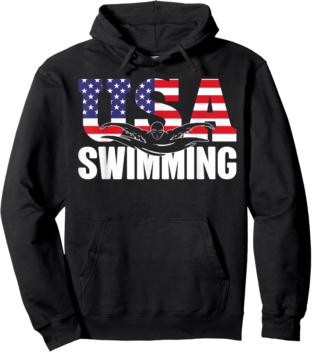 Swimming - US American Flag - Water, Swimmer & Swim Hoodie - Hoodie | Black