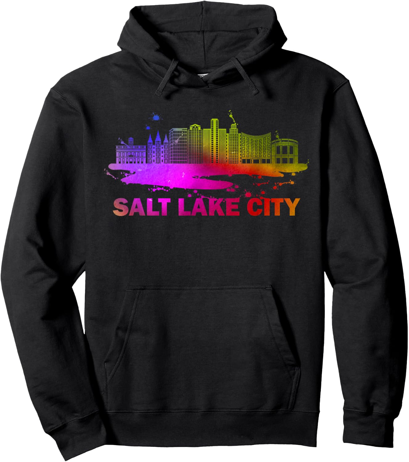 Colorful Salt Lake City Cityscape Souvenir - Salt Lake City Hoodie - Hoodie | Black