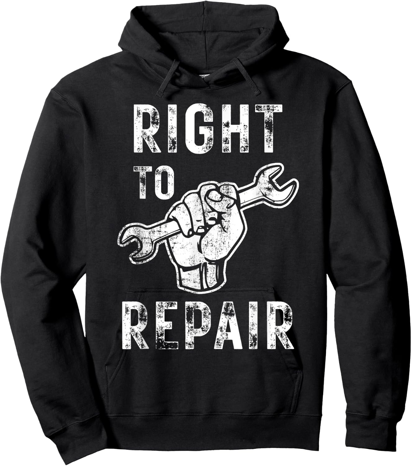 Right to Repair Fist and Wrench Mechanic Hoodie - Hoodie | Black