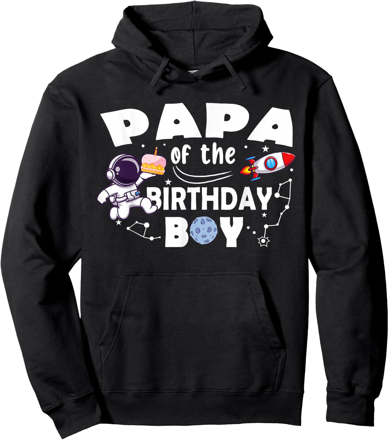 Papa Of The Birthday Astronaut Boy Space Theme Hoodie - Hoodie | Black