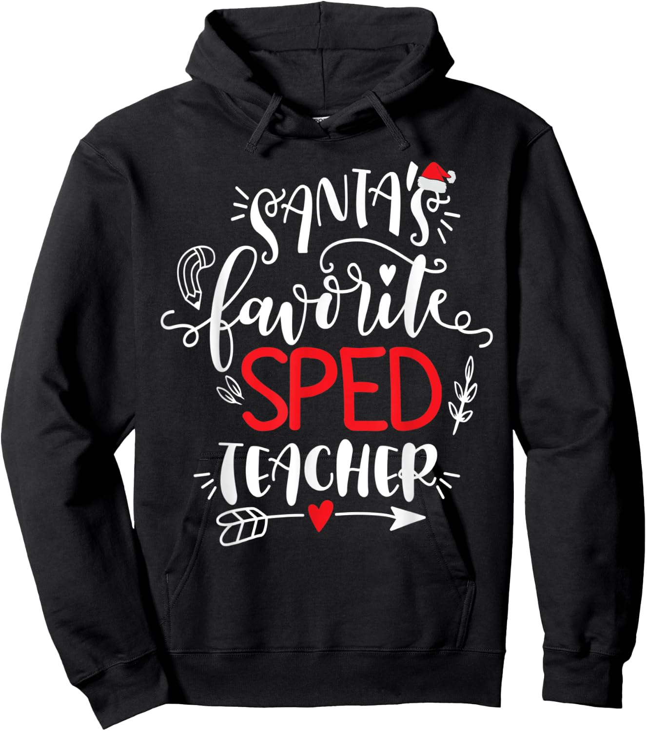 Santa's Favorite SPED Teacher Christmas Party Xmas Hoodie - Hoodie | Black