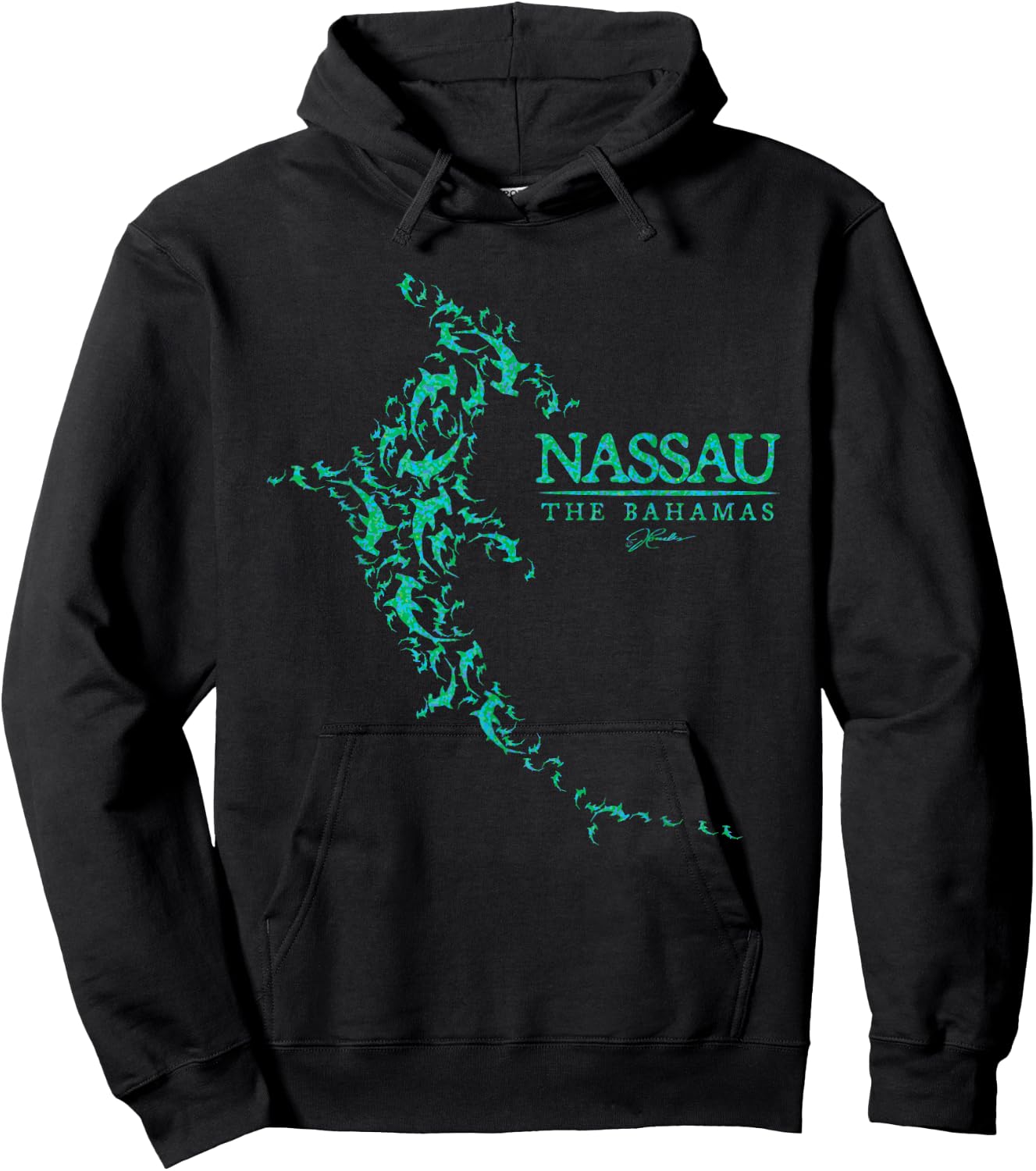 JCombs: Nassau, The Bahamas, Hammerhead Shark School Hoodie - Hoodie | Black