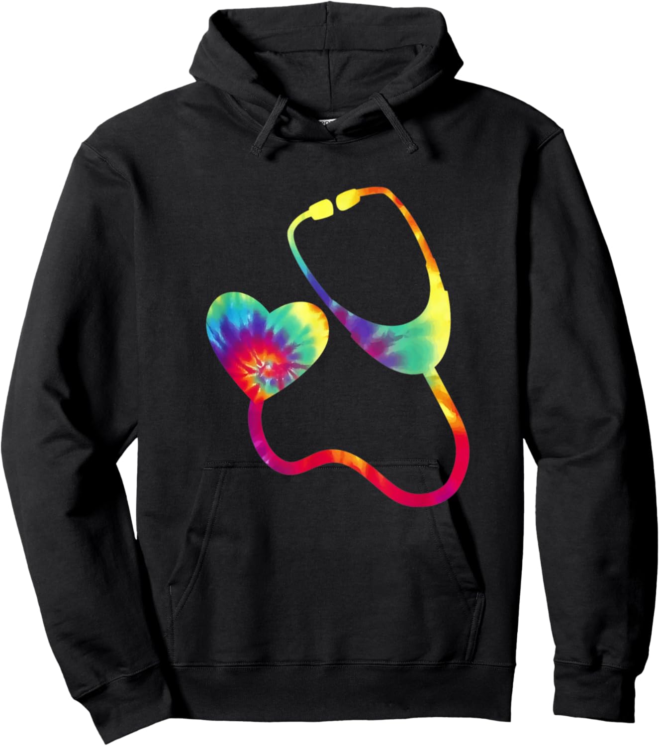 Doctor or Nurse Stethoscope Colorful Rainbow Tie Dye Hoodie - Hoodie | Black