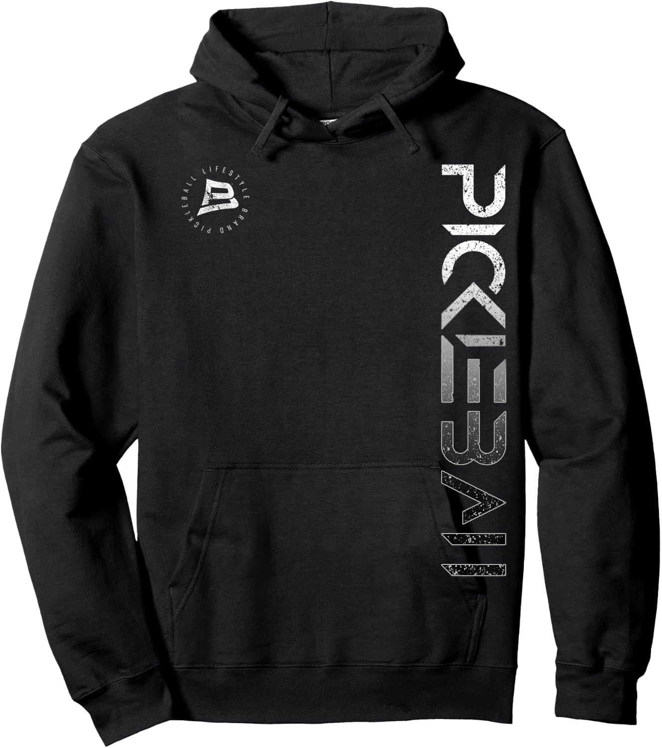Pickleball Distressed Black White Gradient Hoodie - Hoodie | Black