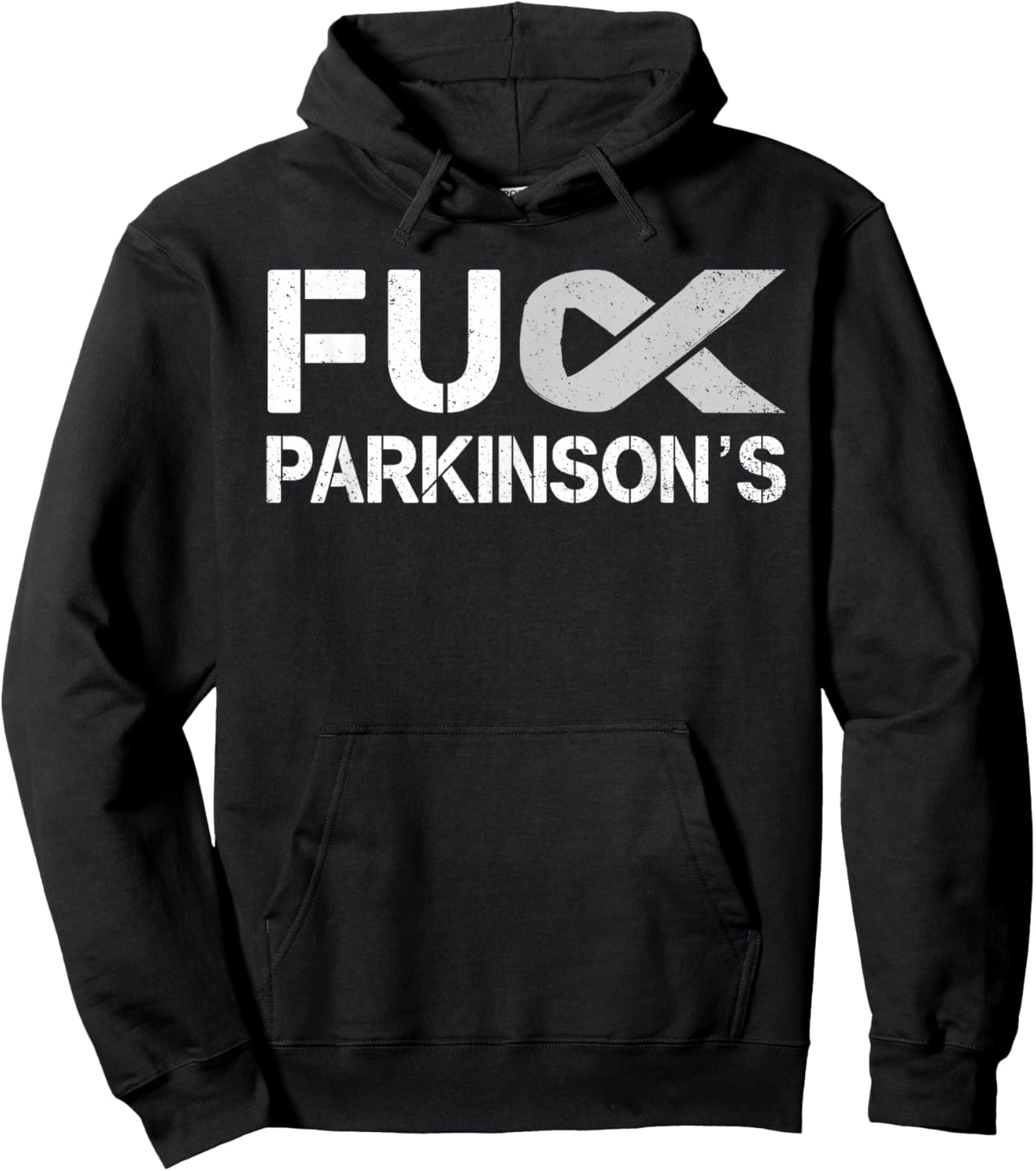 Fuck FU Parkinson's Disease Awareness Month Silver Ribbon Hoodie - Hoodie | Black