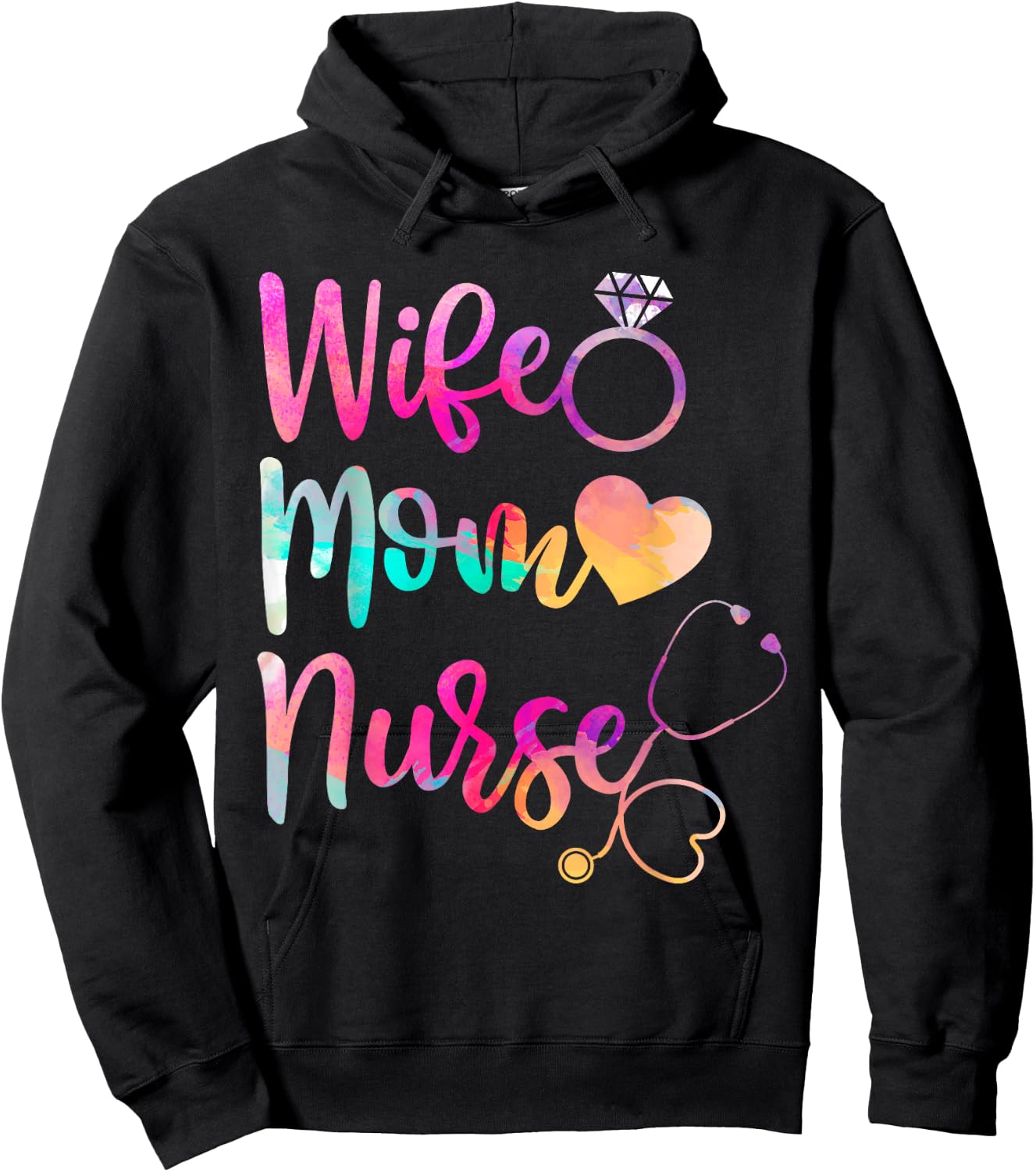 Wife Mom Nurse Shirt, Funny Mothers Day Hoodie - Hoodie | Black