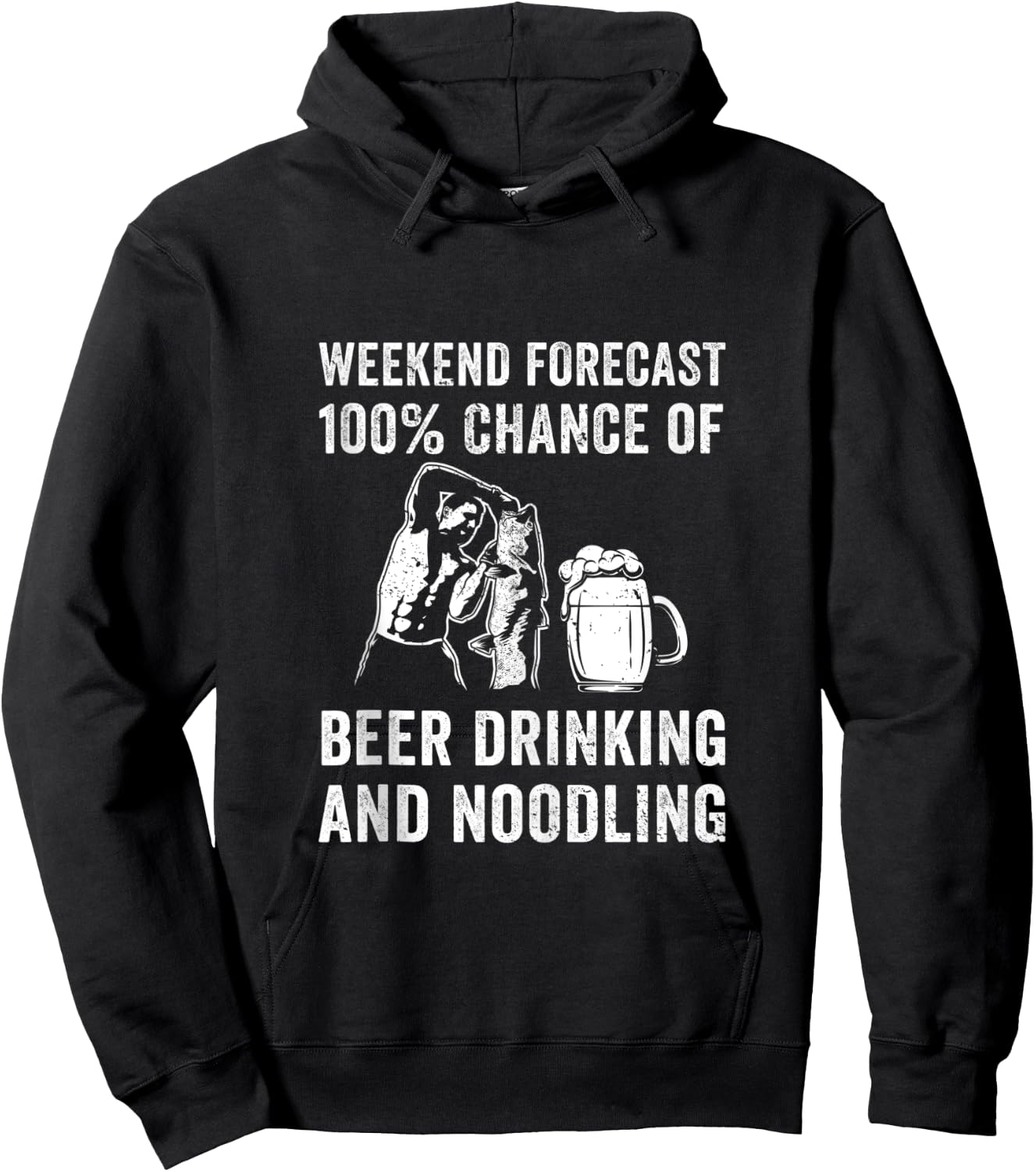 Handfishing Catfish Noodling Beer Hand Fishing Redneck Fish Hoodie - Hoodie | Black