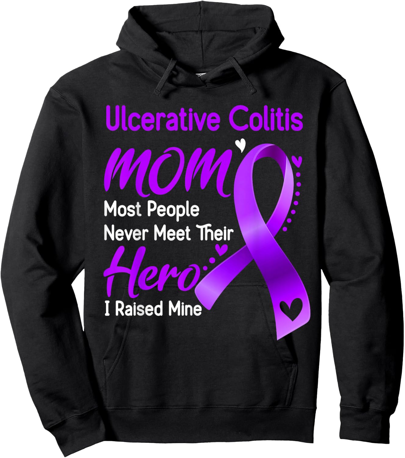 Ulcerative Colitis Mom I Raised Mine Hoodie - Hoodie | Black