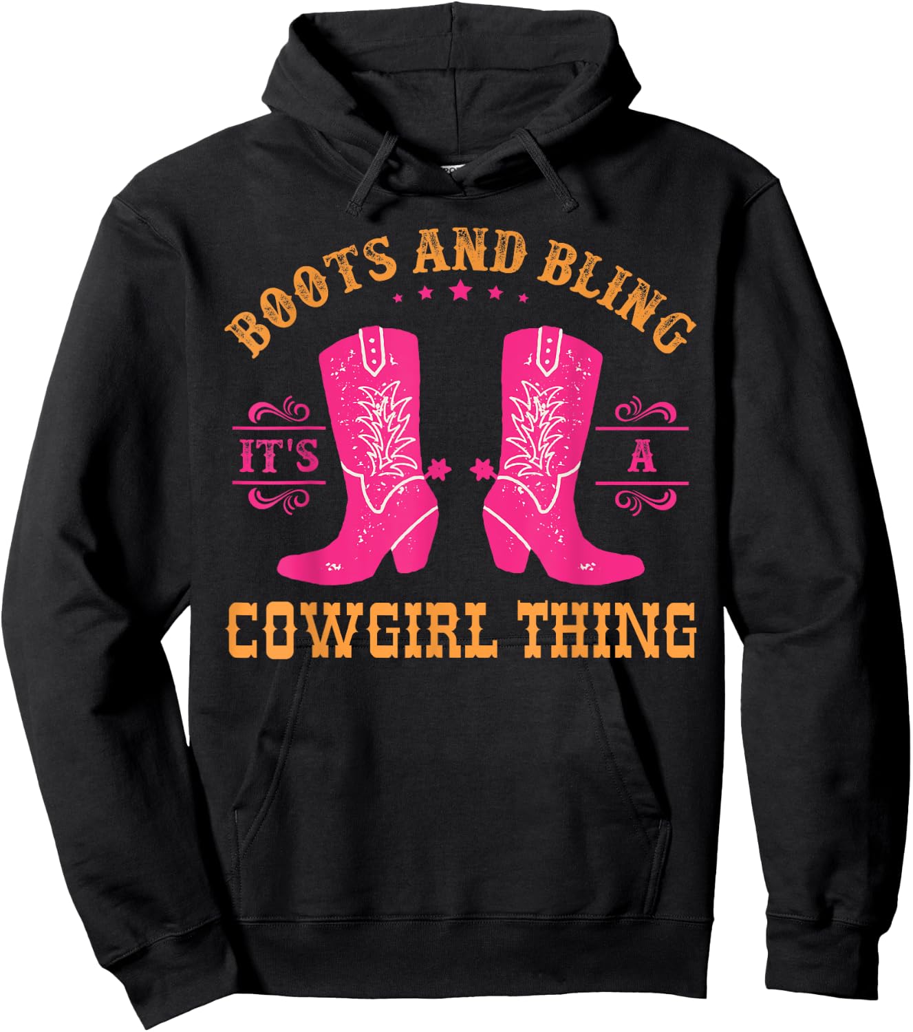 boots & bling it's a cowgirl thing Western women Hoodie - Hoodie | Black