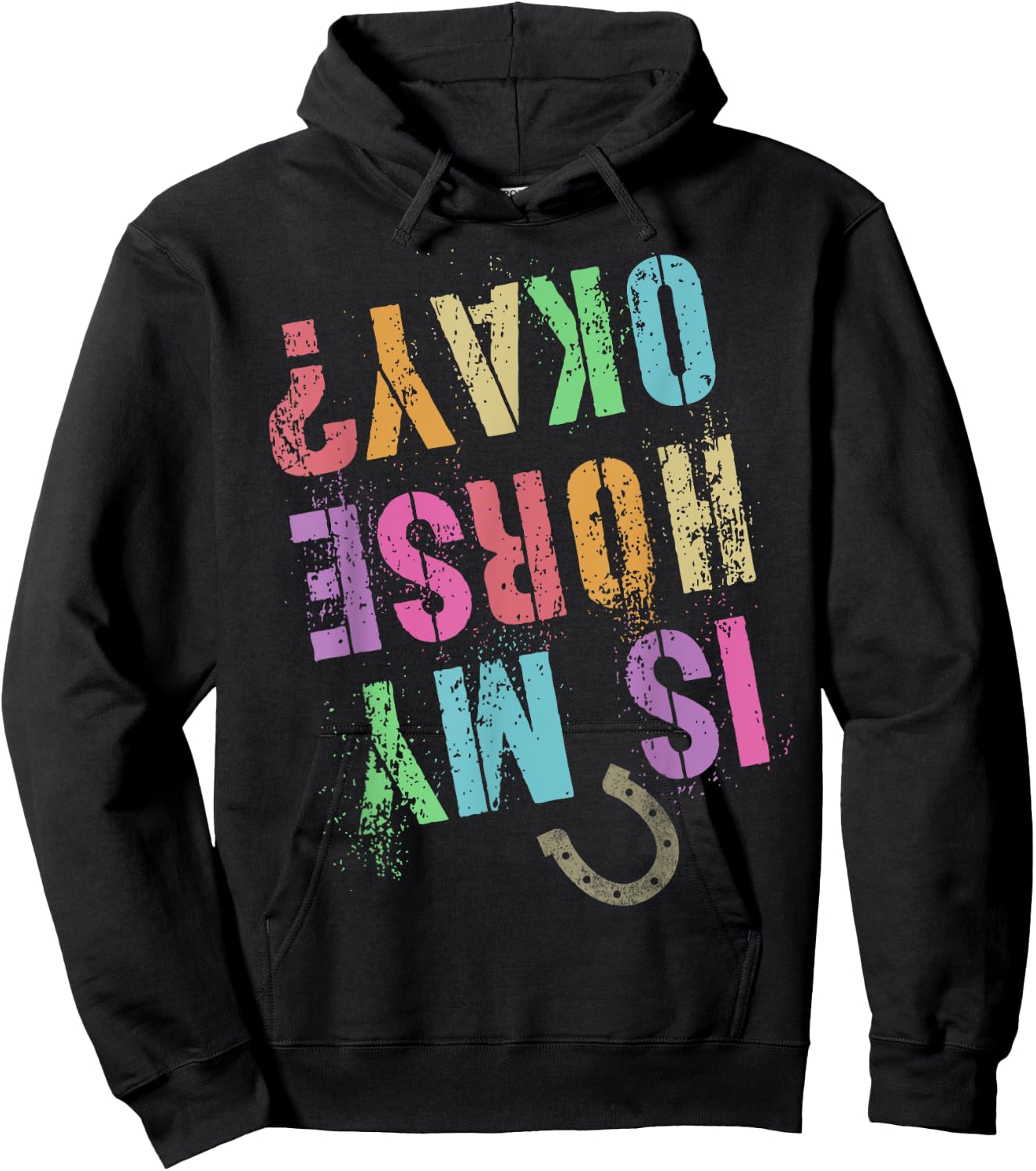 Girl Horseback Rider IS MY HORSE OKAY? Equestrian Team Kids Hoodie - Hoodie | Black
