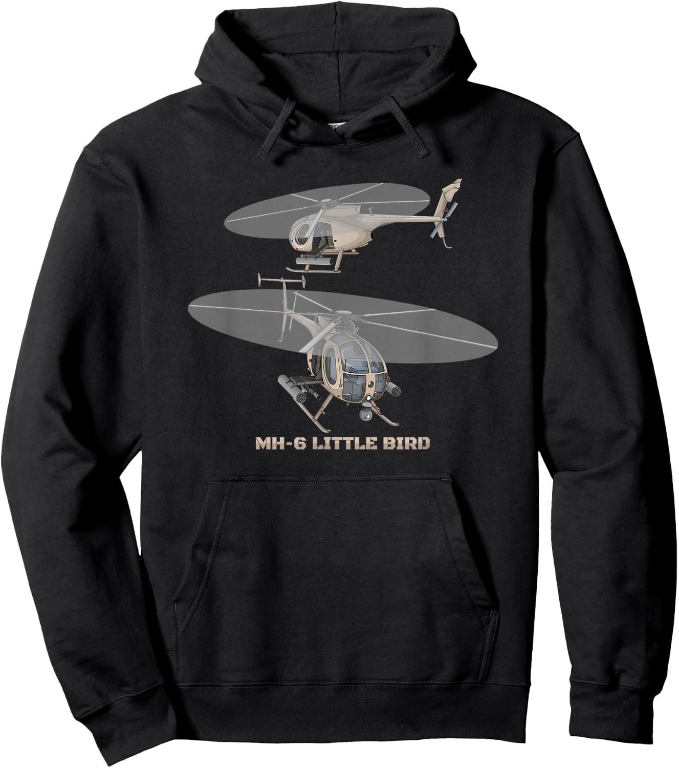 MH-6 Little Bird Military Helicopter Diagram Hoodie - Hoodie | Black
