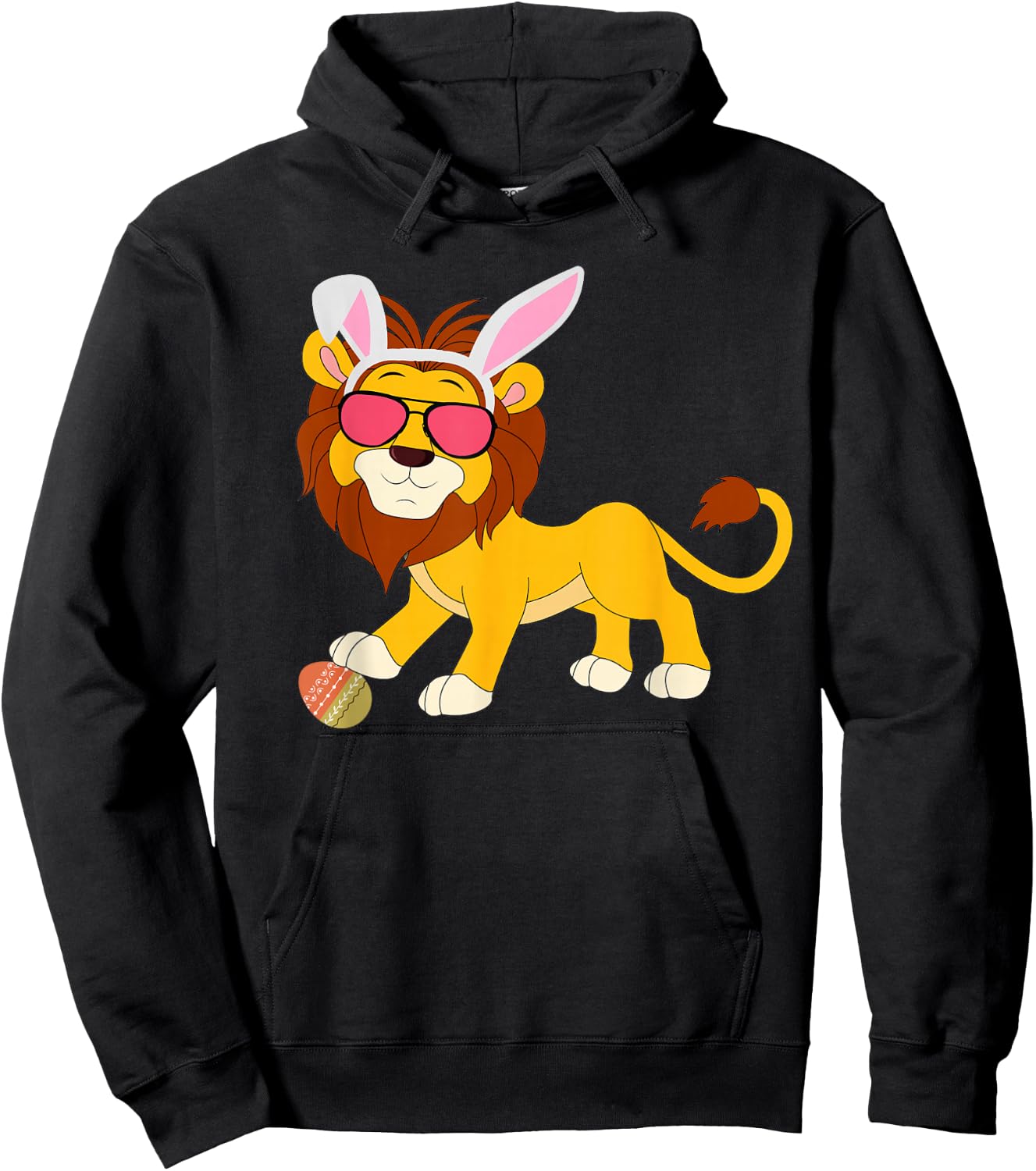 Lion Bunny Ears With Shades on an Easter Day Egg Hoodie - Hoodie | Black
