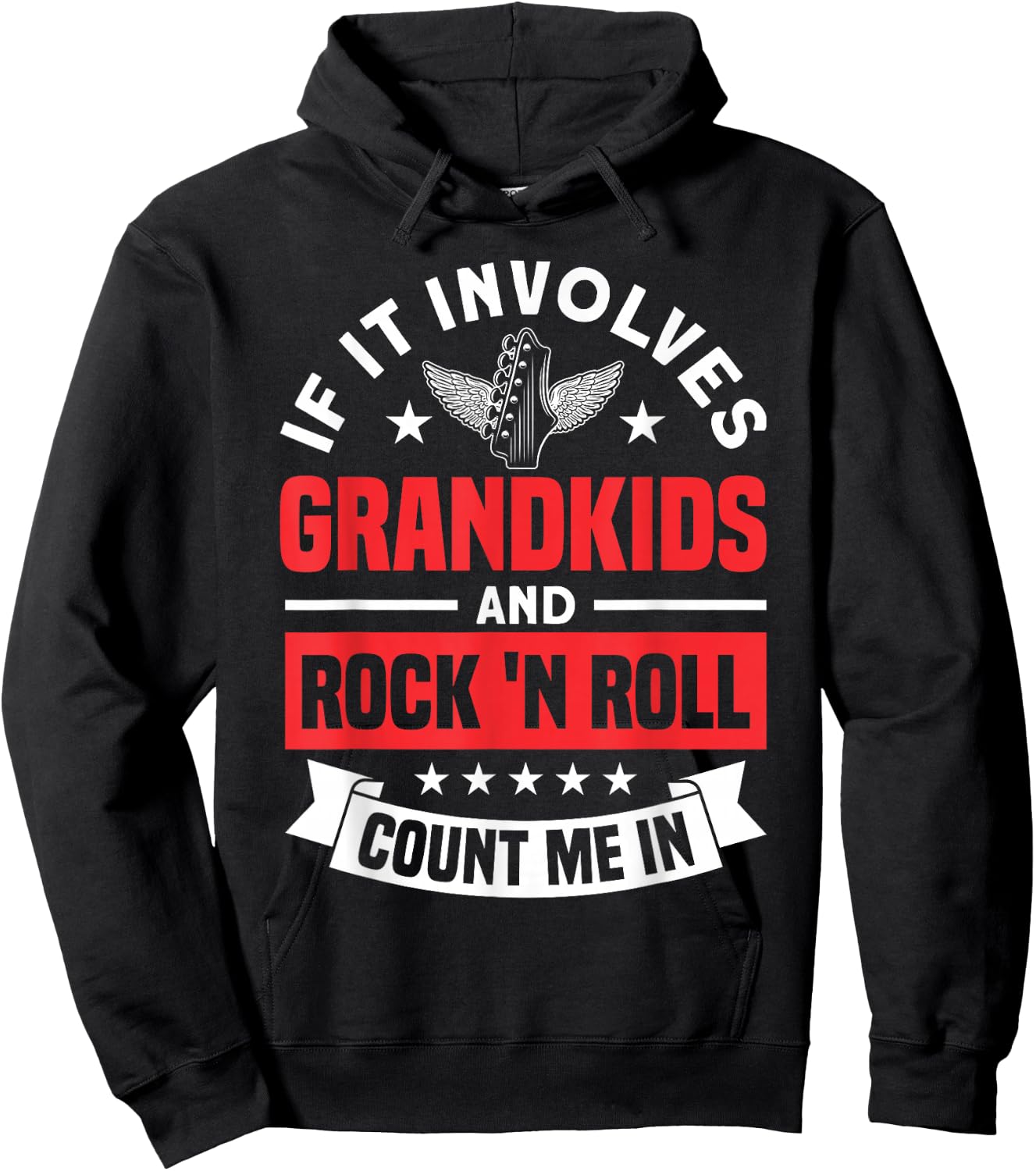 Grandkids And Rock 'n Roll Rock N Roll Guitar Hoodie - Hoodie | Black