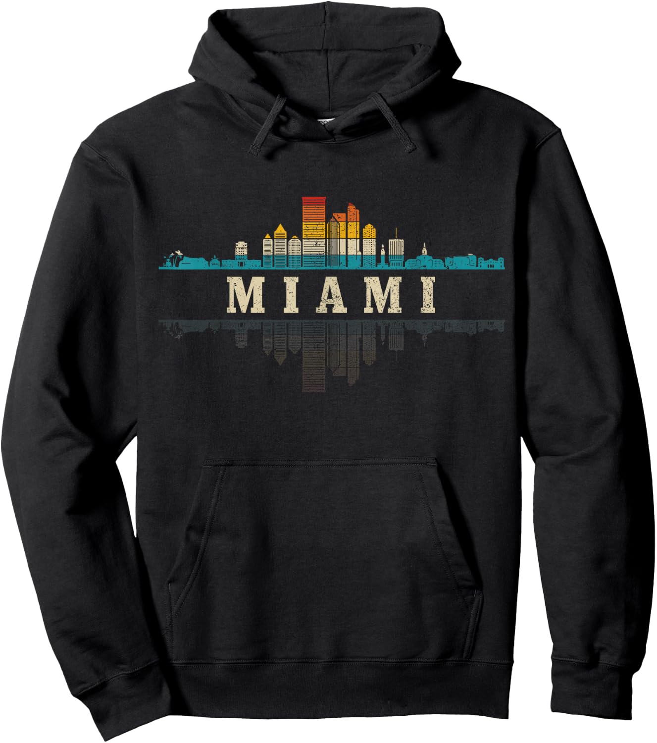 Miami Skyline Florida FL Vintage Pride Hoodie - Hoodie | Black