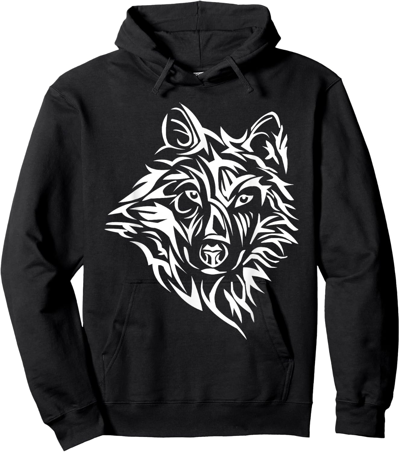 Dire Wolf Stencil Lone Northern Tribal Teen Howling Direwolf Hoodie - Hoodie | Black