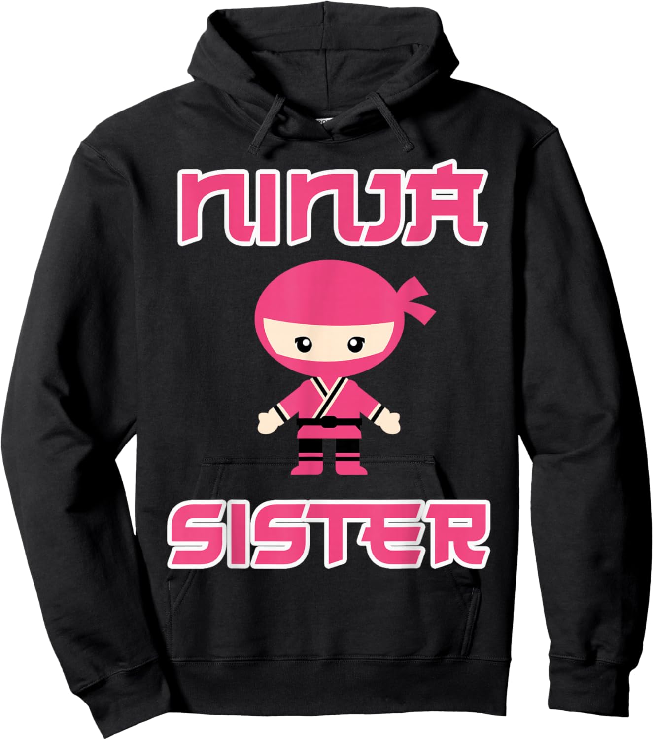 Woman Ninja Sister Girl Pink Hoodie - Hoodie | Black