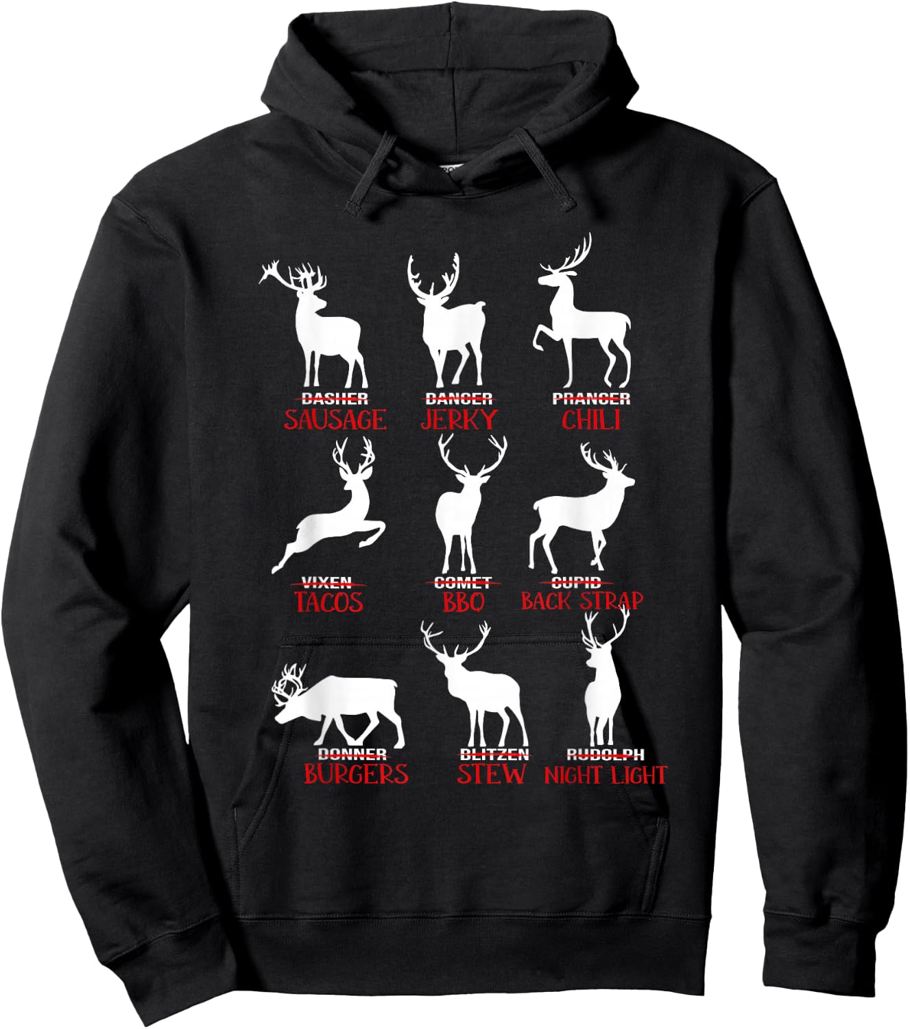 Christmas Deer Hunters All of Santa's Reindeer Xmas Hoodie - Hoodie | Black