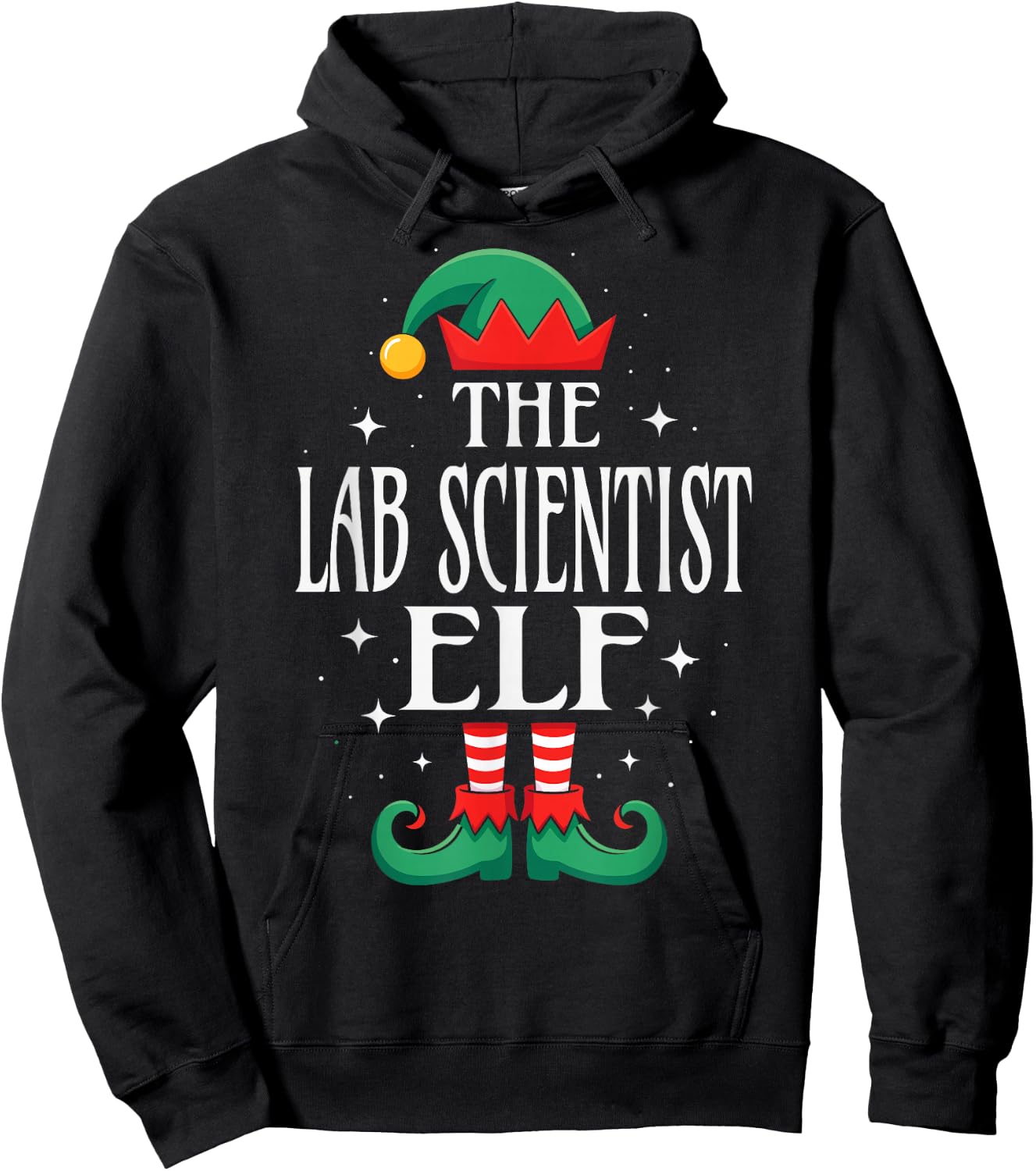 Lab Scientist Elf Job Title Funny Christmas Matching Xmas Hoodie - Hoodie | Black