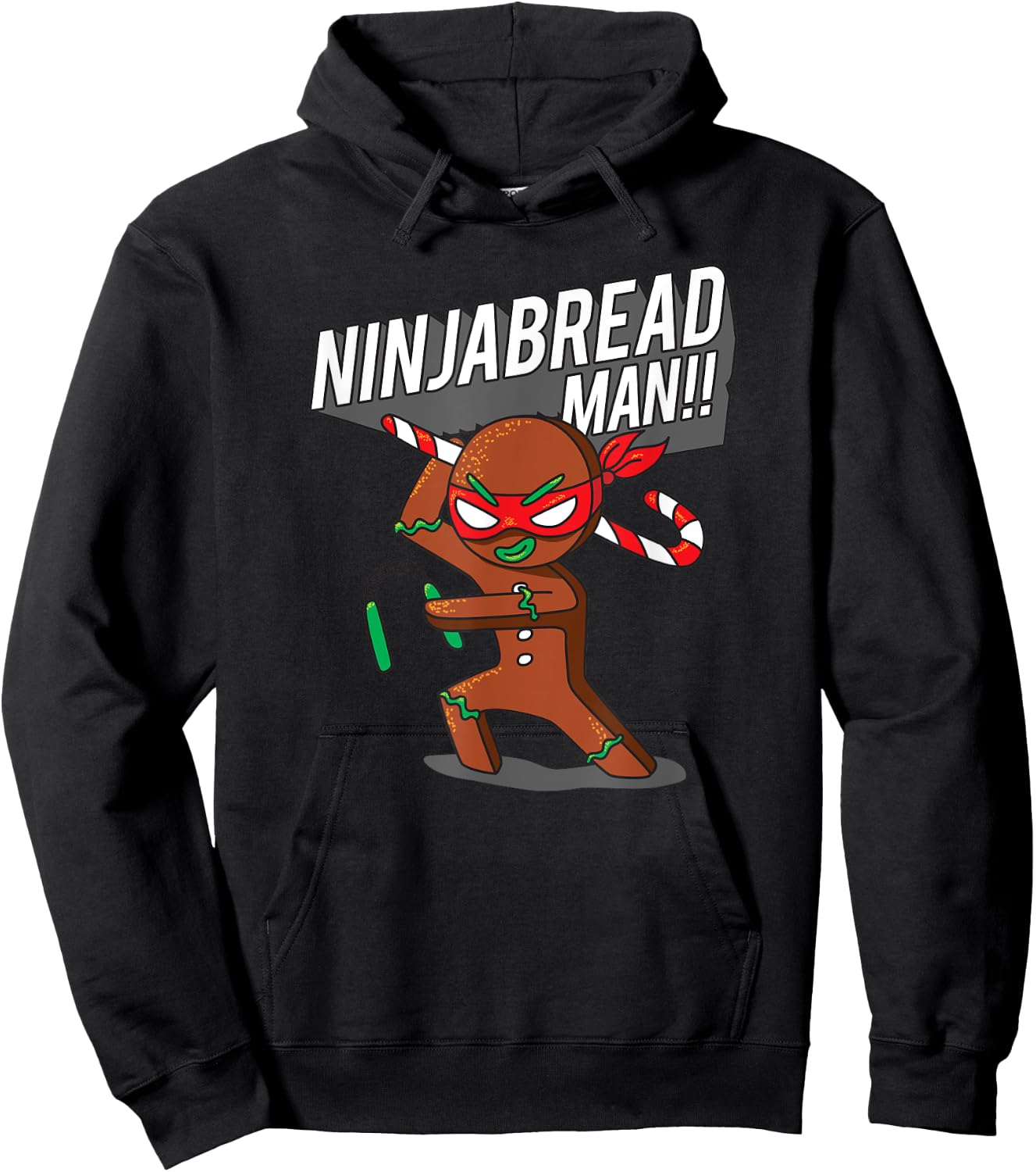 Funny Christmas Ninja Gingerbread Man Hoodie - Hoodie | Black