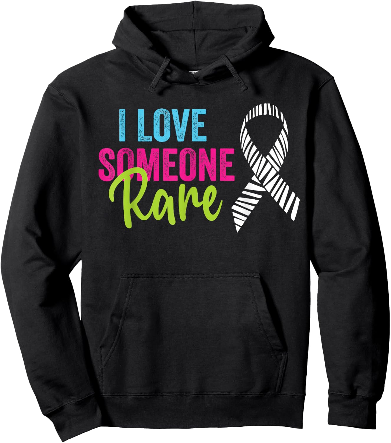 Rare Disease Awareness Zebra Ribbon, I Love Someone Rare Hoodie - Hoodie | Black