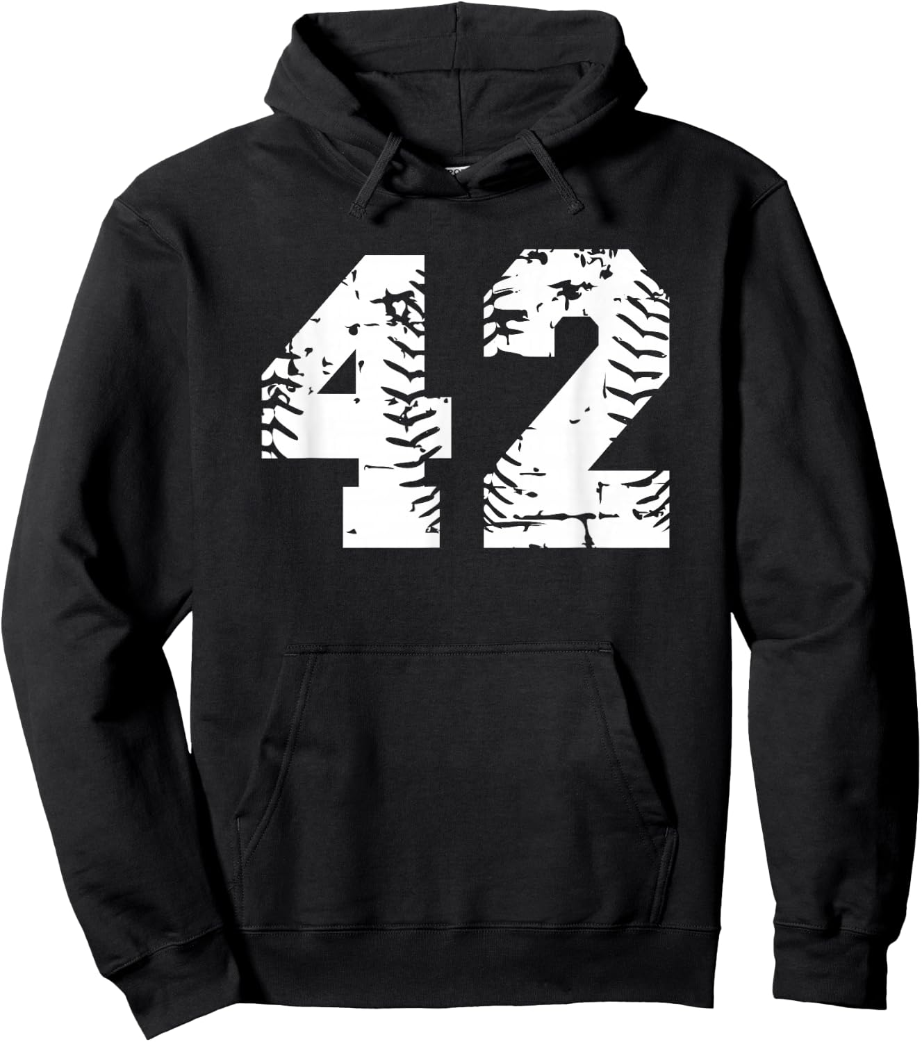 Number #42 Baseball Softball White Number Hoodie - Hoodie | Black