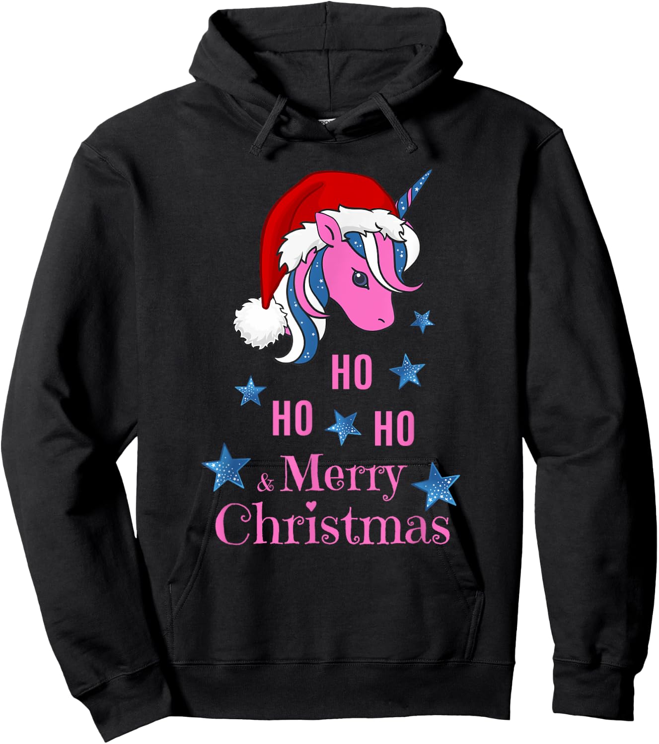 Pink Unicorn Santa Merry Christmas Hoodie - Hoodie | Black