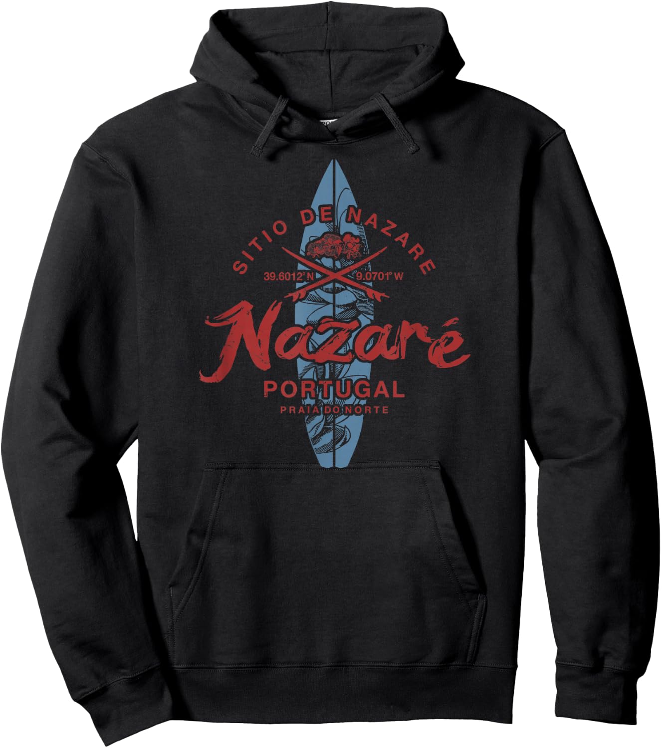 Nazare Portugal Surfing Vintage Hoodie - Hoodie | Black