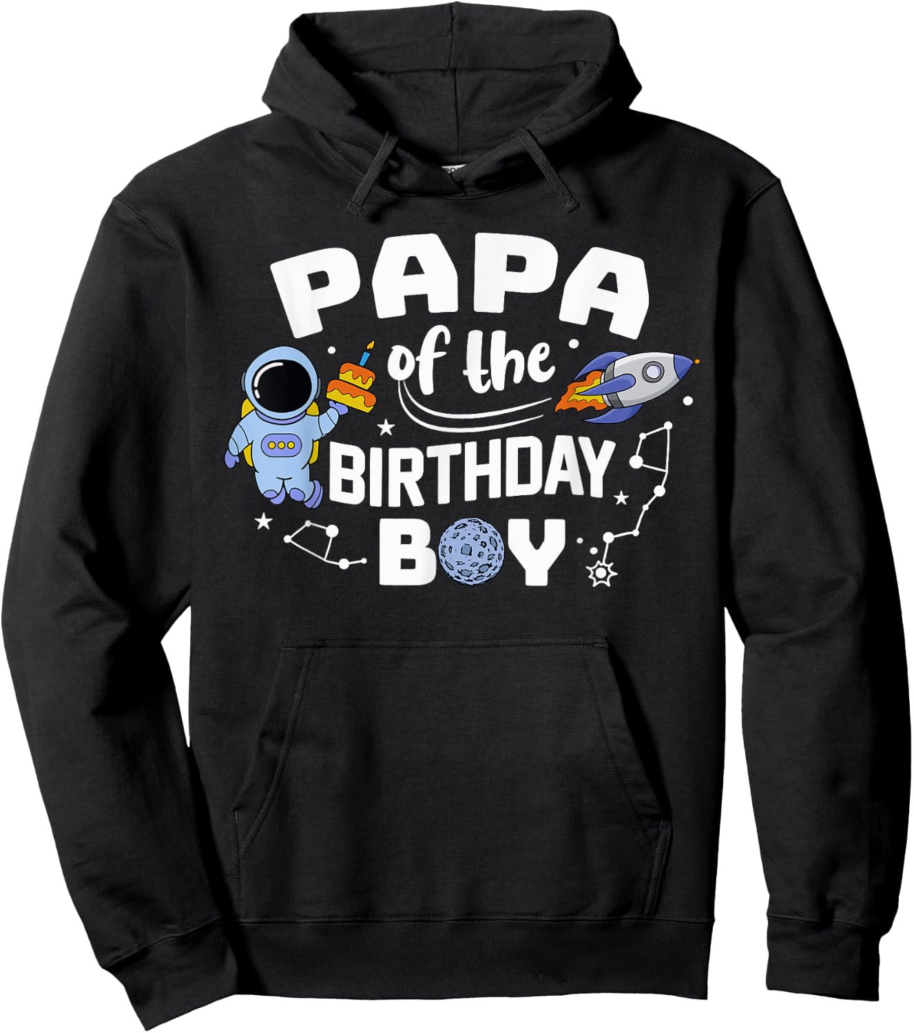 Papa Of The Birthday Boy Astronaut Family Space Planets Hoodie - Hoodie | Black