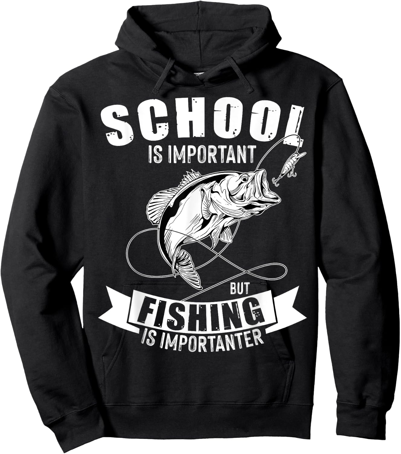 School Is Important But Fishing Is Importanter Vintage Hoodie - Hoodie | Black