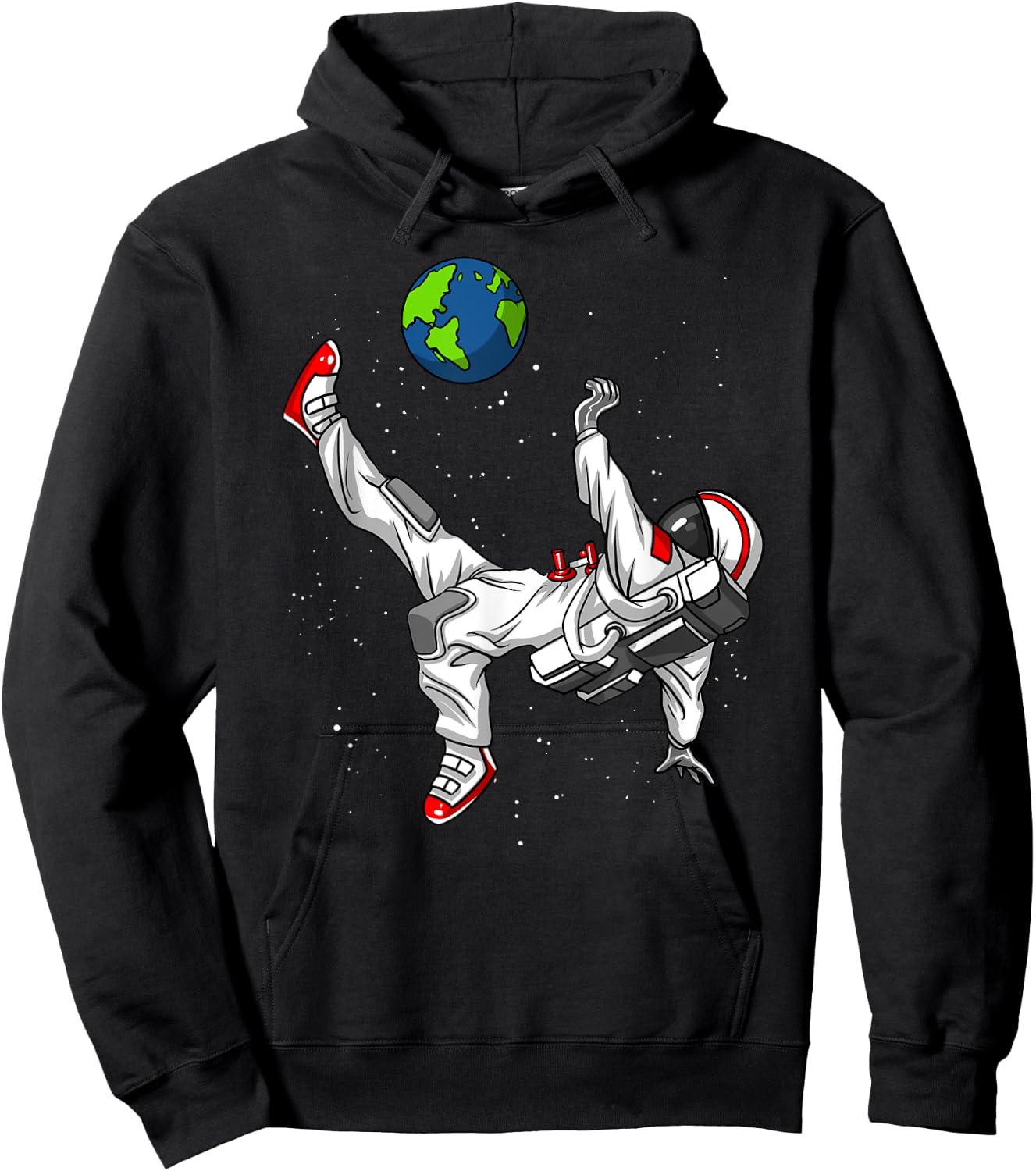 Space Astronaut Soccer Player Planet Earth Boys Men Kids Hoodie - Hoodie | Black