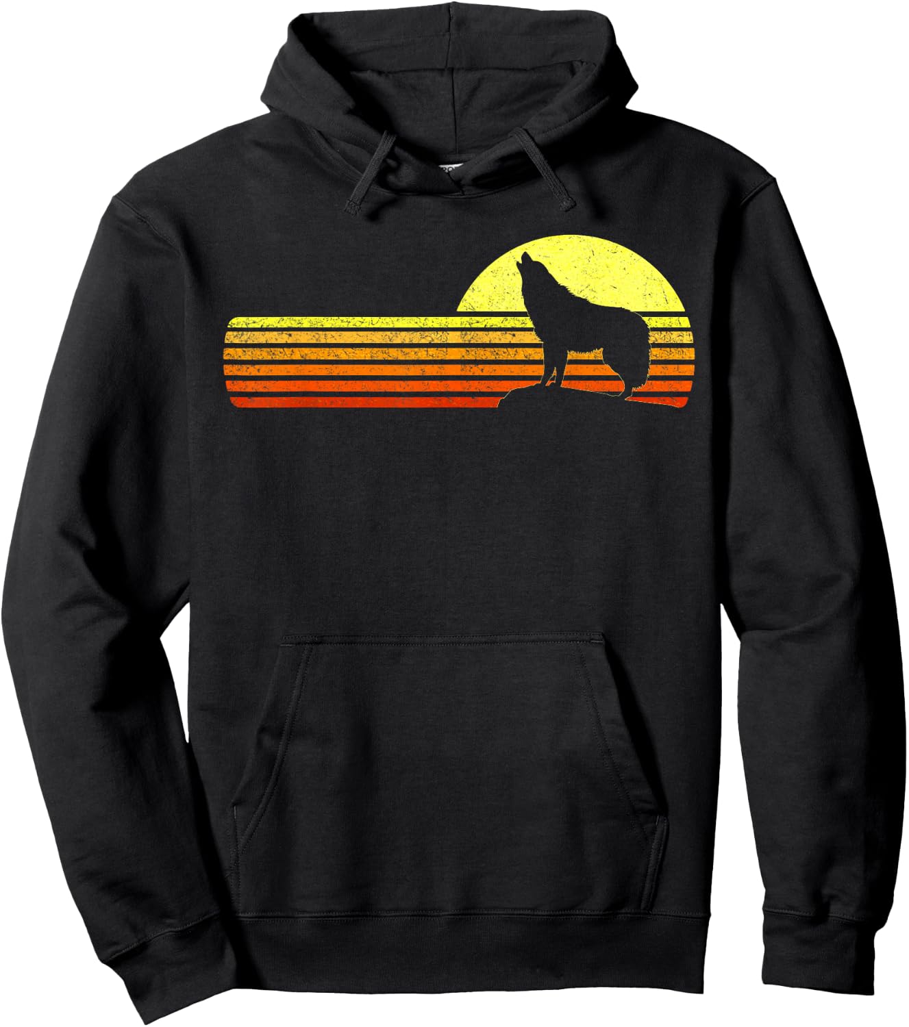 Alpha Wolf Retro Vintage Sun I Love Wolves Men's Women's Hoodie - Hoodie | Black