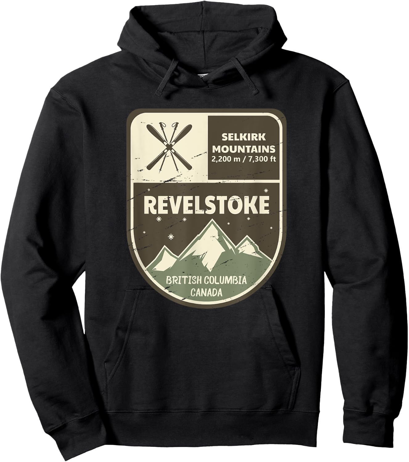 Revelstoke Selkirk Mountains Canada Vintage Hoodie - Hoodie | Black