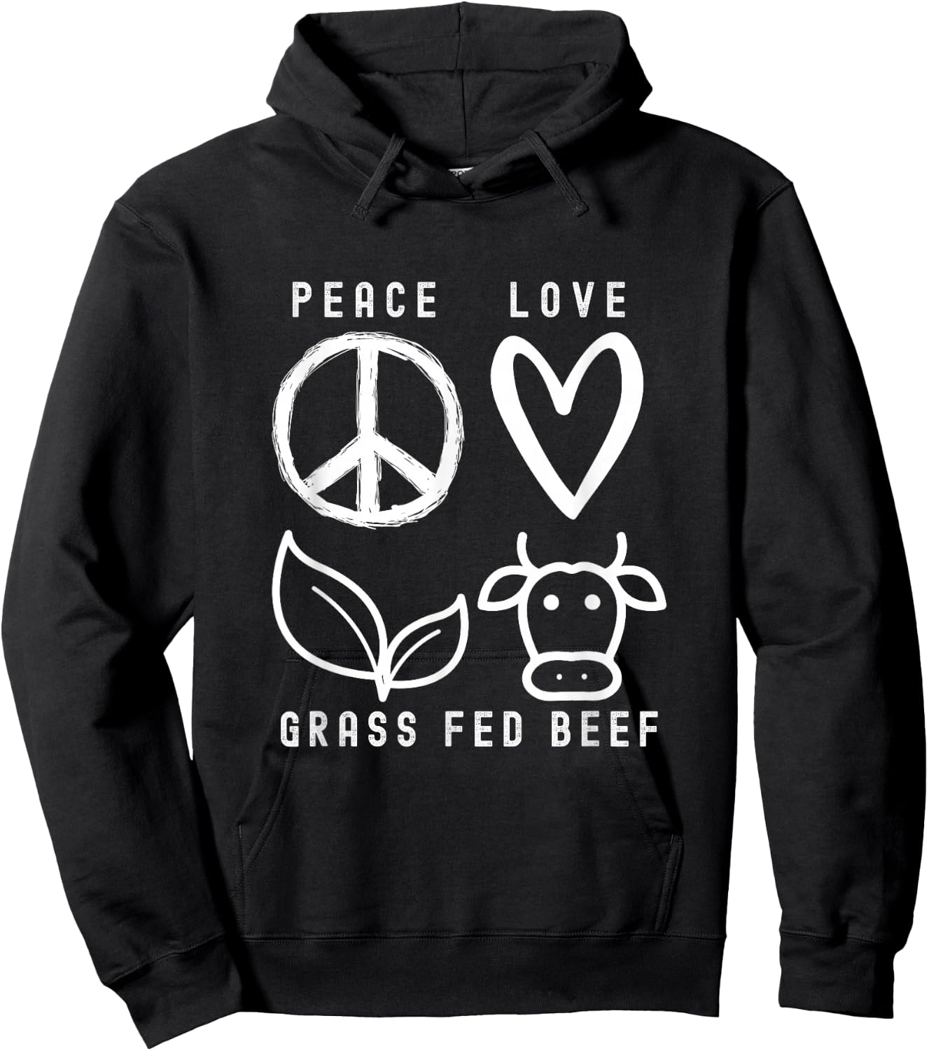 Carnivore Peace Love Grass Fed Beef Hoodie - Hoodie | Black