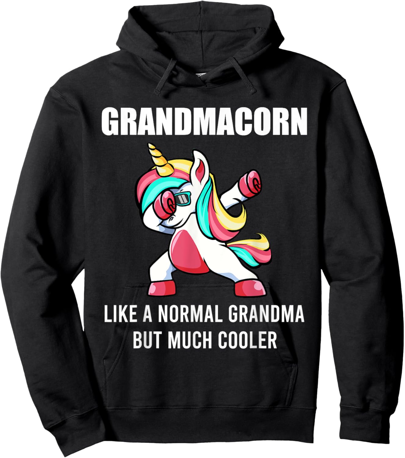 Funny Grandma Unicorn Cute Grandmacorn Dabbing Birthday Gift Hoodie - Hoodie | Black