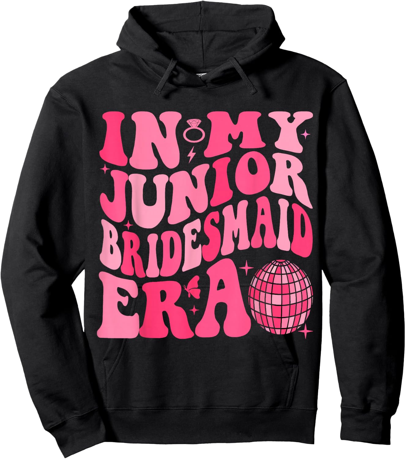 Groovy In My Junior Bridesmaid Era Wedding Bride Engagement Hoodie - Hoodie | Black