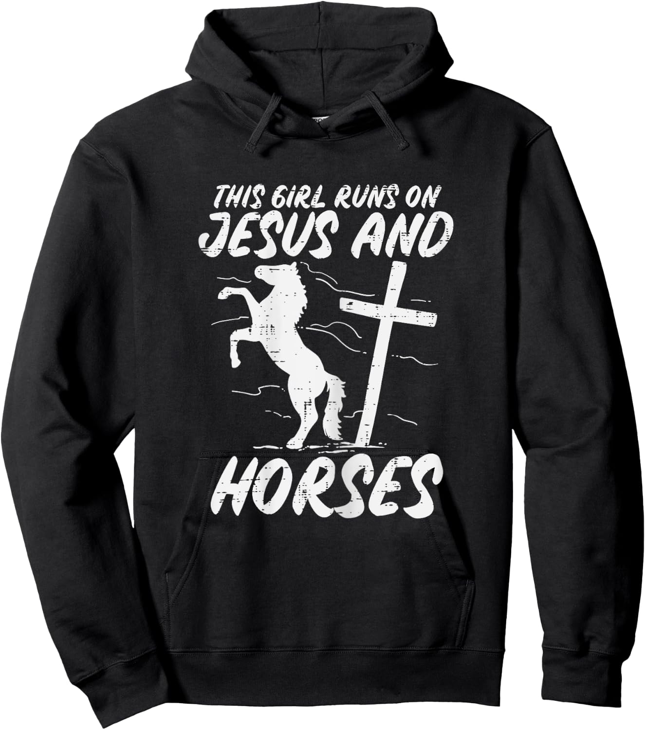Girl Runs On Jesus And Horses God Christian Girls Women Hoodie - Hoodie | Black