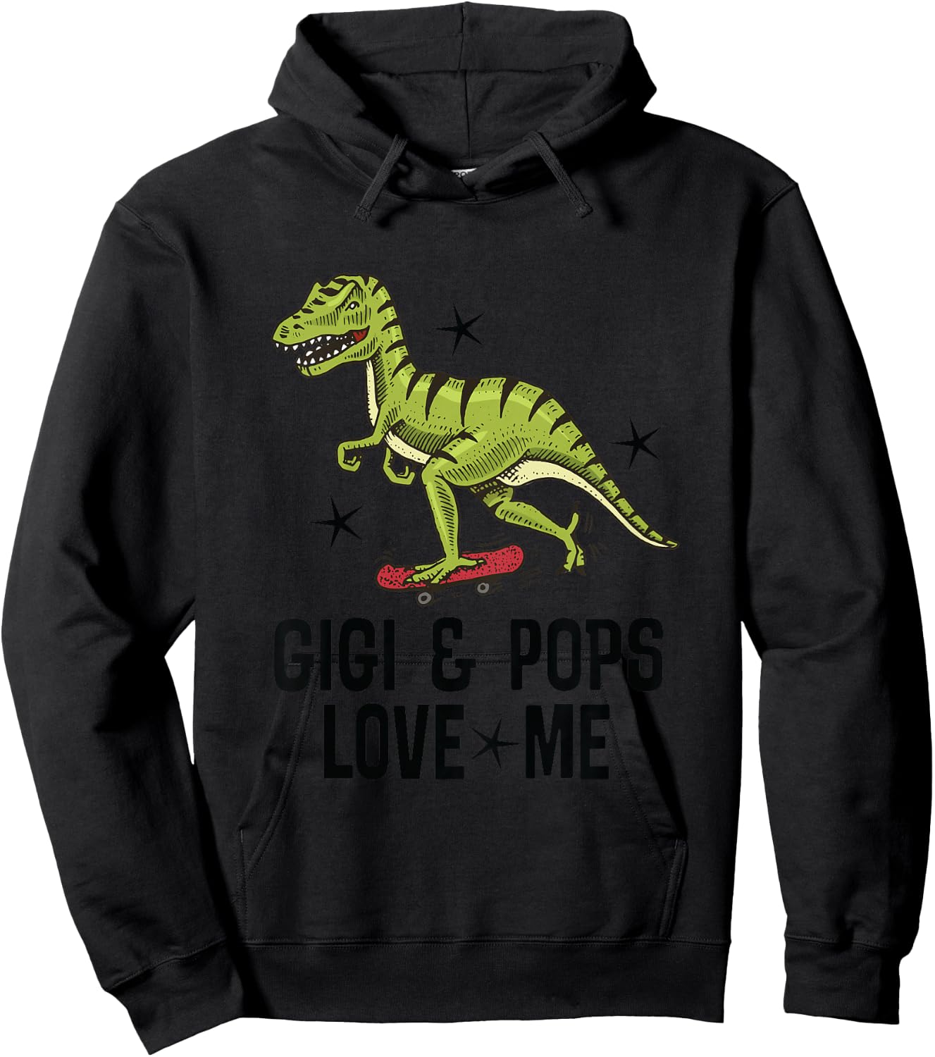 Kids Gigi and Pops Love Me Grandson Dinosaur Hoodie - Hoodie | Black