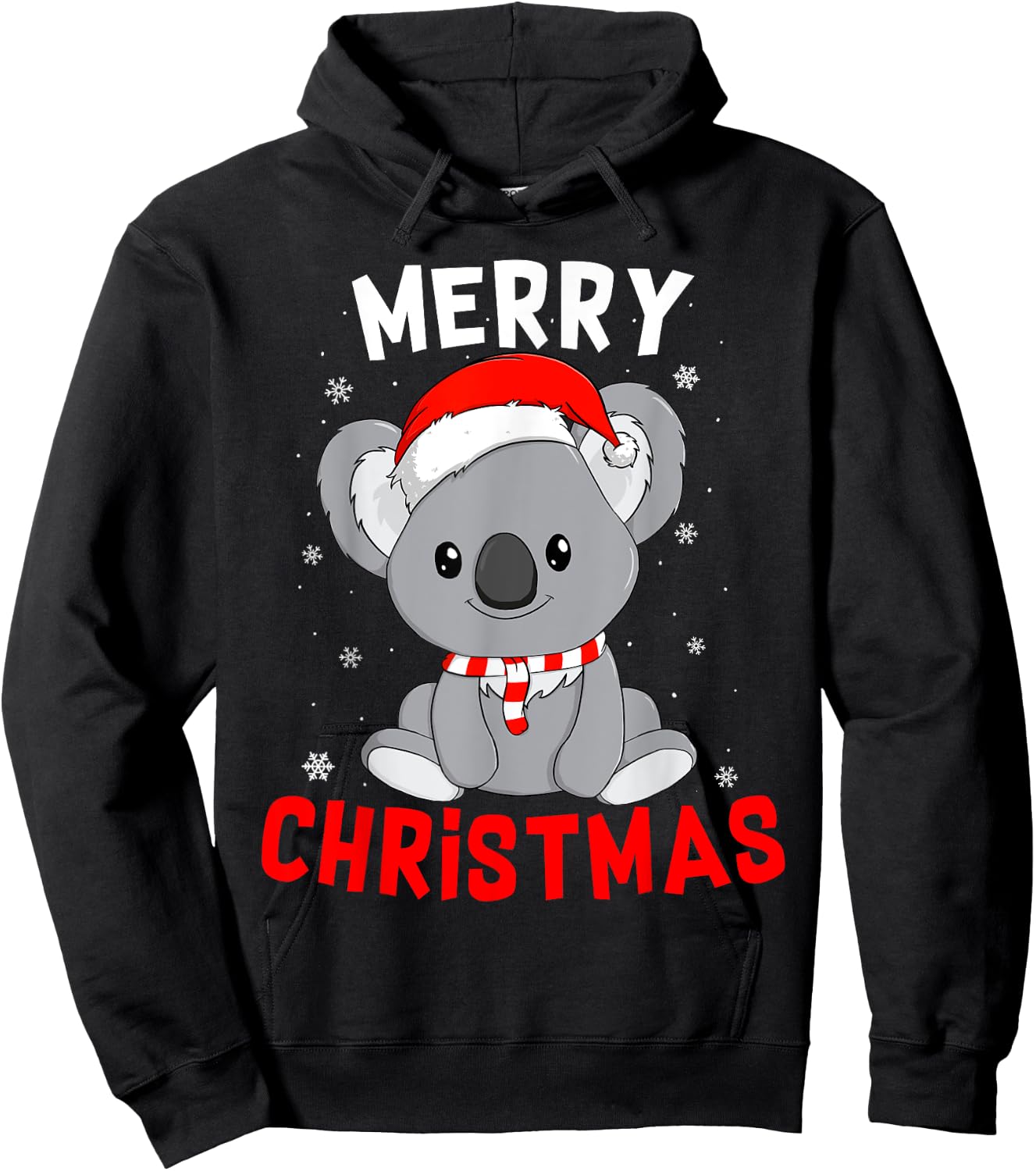 Cute Koala Santa Hat Merry Christmas xmas Gift Women Kids 2 Hoodie - Hoodie | Black