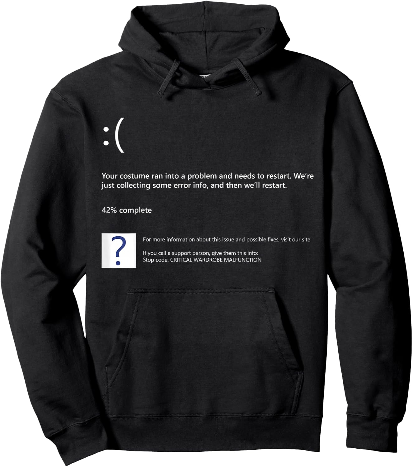 Blue Screen of Death BSOD Quick Funny Lazy Group Costume Hoodie - Hoodie | Black