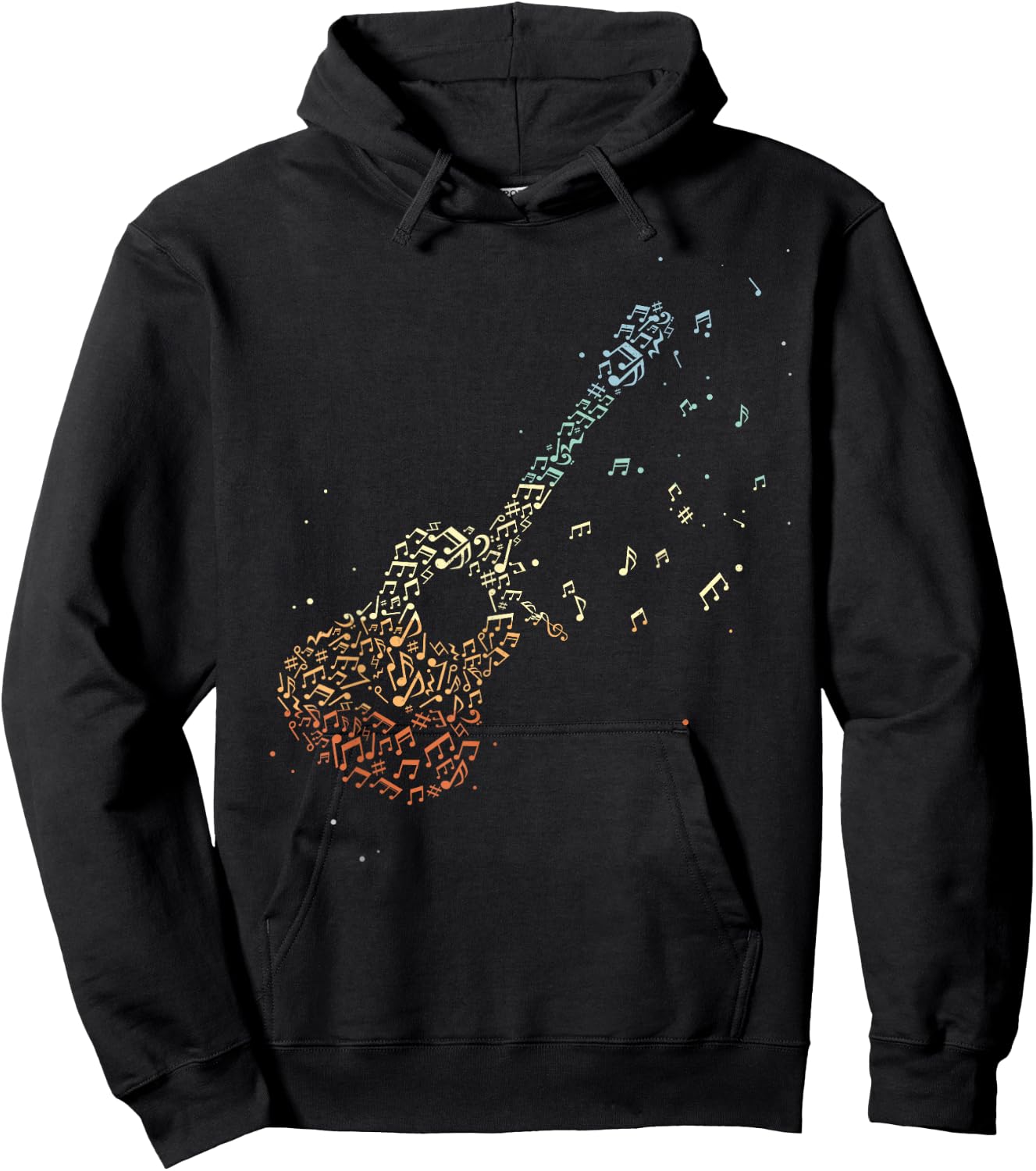 Guitar Gifts Men Music Notes Guitarist Musician Music Lover Small Hoodie - Hoodie | Black