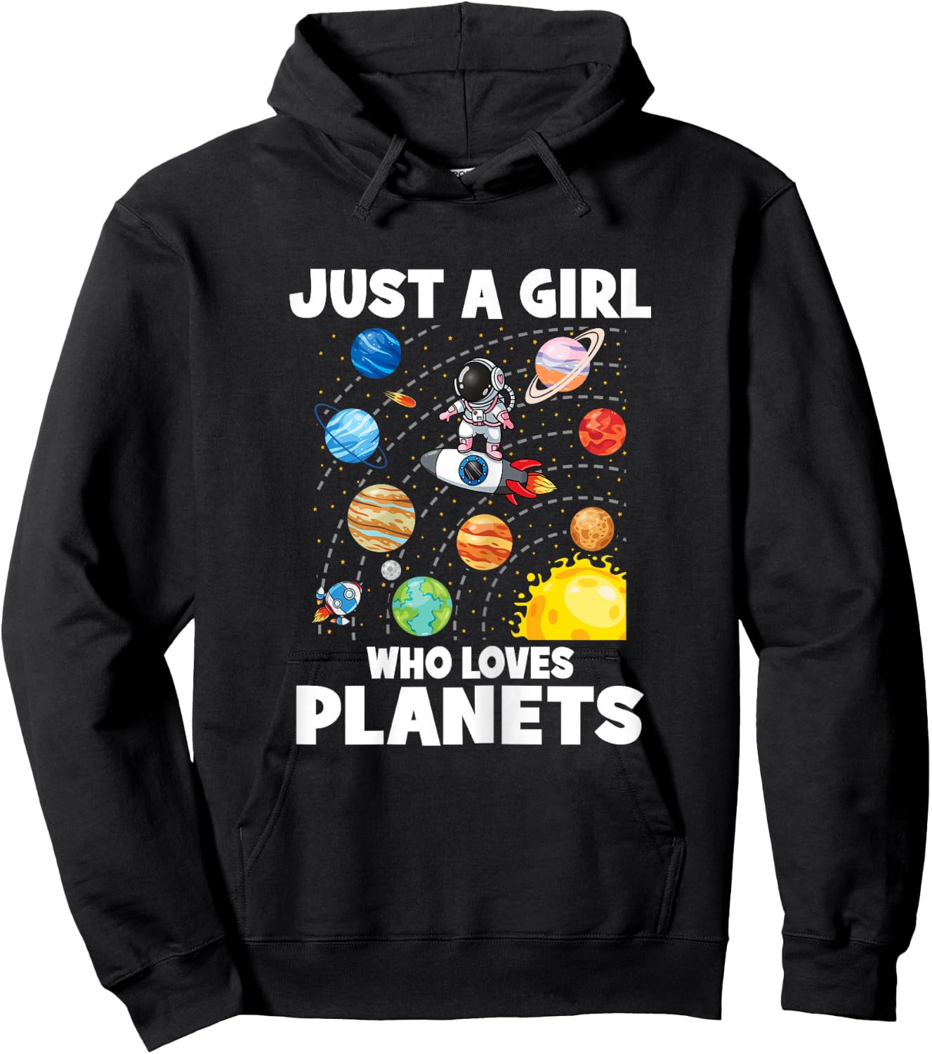 Just A Girl Who Loves Planets Solar System Space Astronaut Hoodie - Hoodie | Black