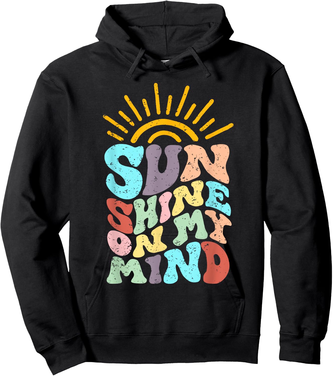 Sunshine On My Mind, Groovy Summer, Vacation Hoodie - Hoodie | Black
