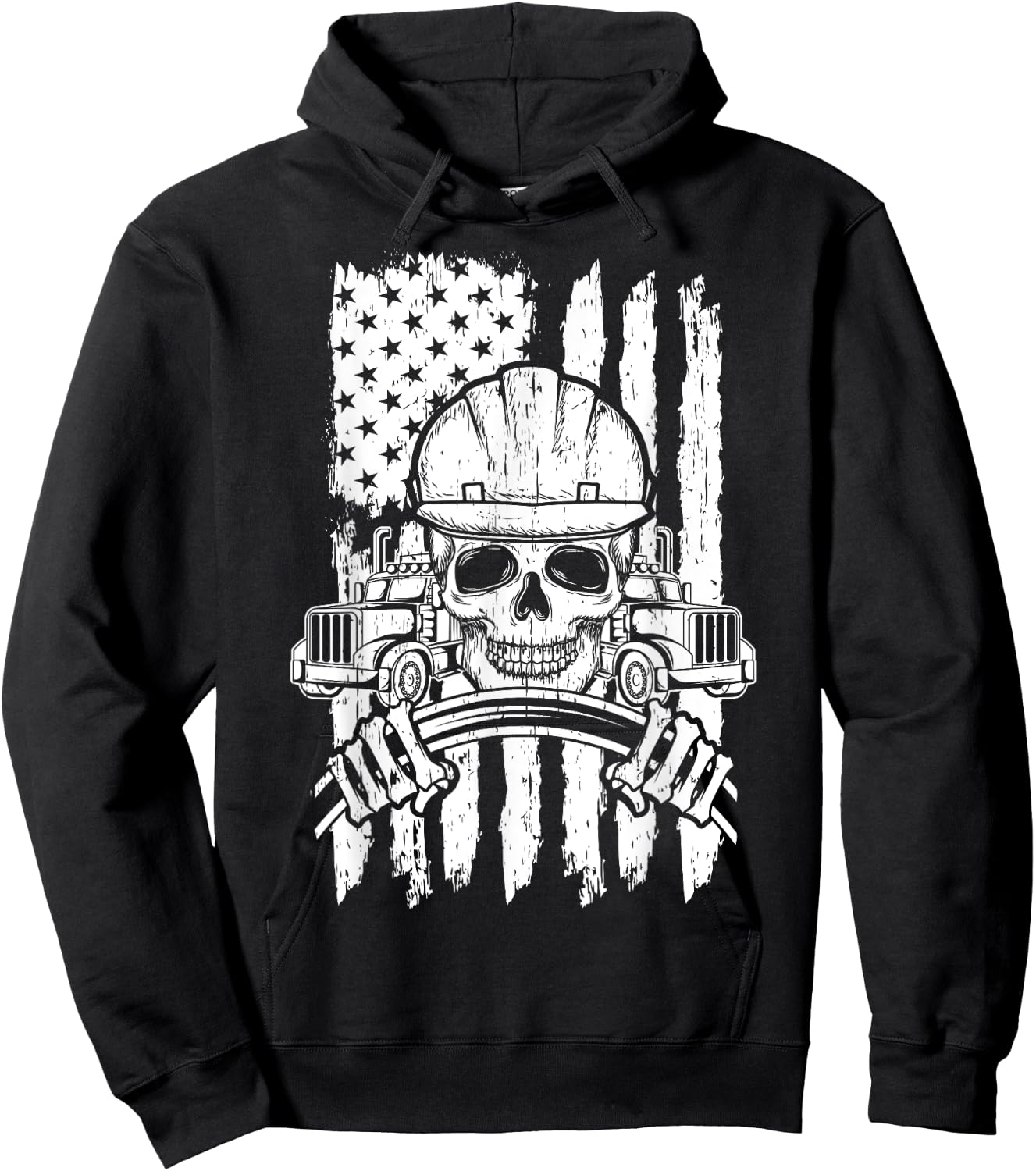 Truck Driver Patriotic Trucker Independence Day Teamster Women Kids Men Hoodie - Hoodie | Black