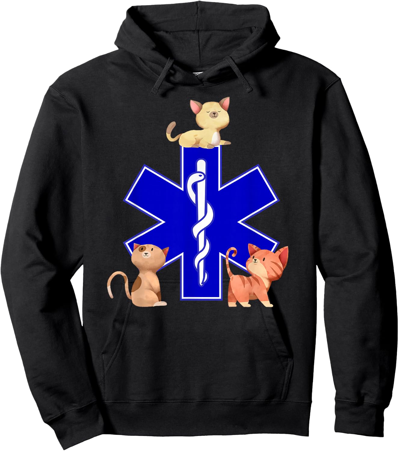 EMS Cat Lover Cute Cats EMT Cat Mom EMS Star of Life Gift Hoodie - Hoodie | Black