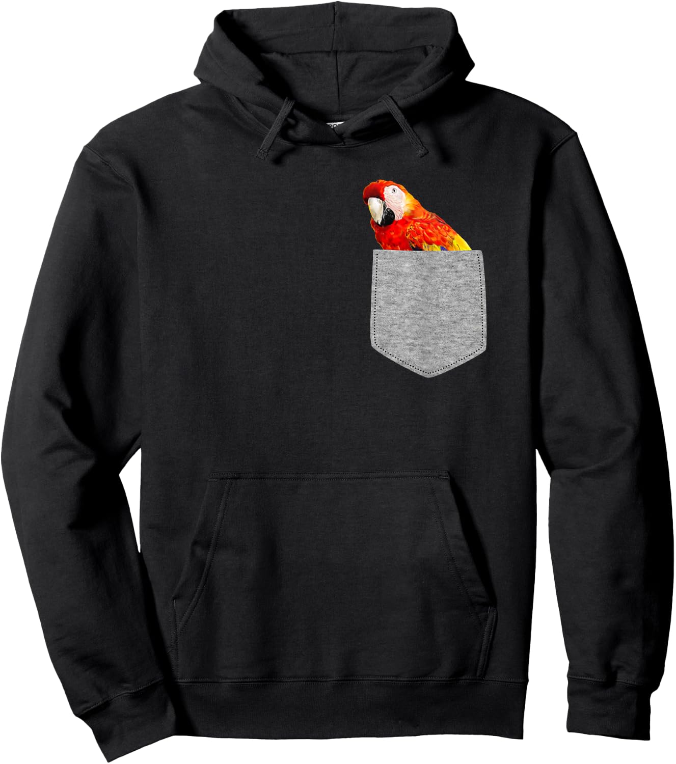 Fake Pocket Red Macaw Parrot Funny Bird Cool Novelty Hoodie - Hoodie | Black