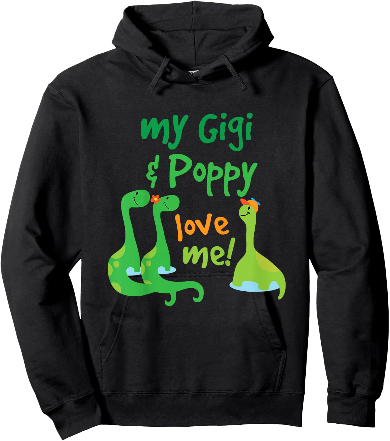 Kids Gigi and Poppy Love Me Grandson Dinosaur Hoodie - Hoodie | Black